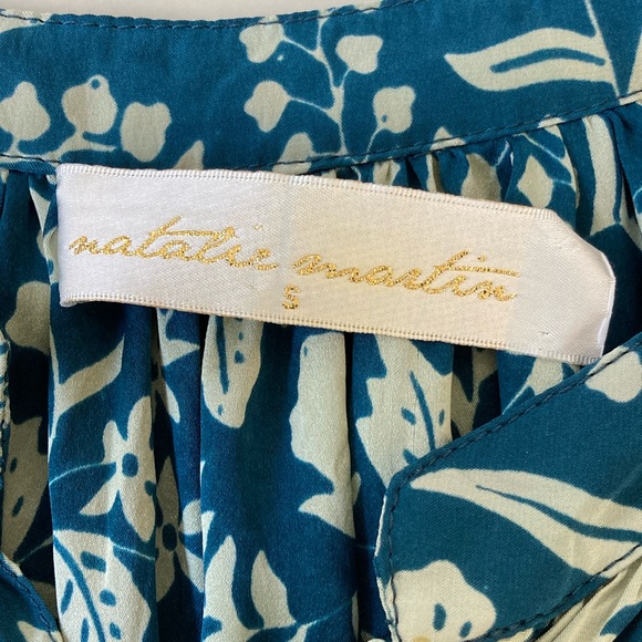Natalie Martin Remy Teal Blue Floral Silk Blouse - Picture 7 of 11